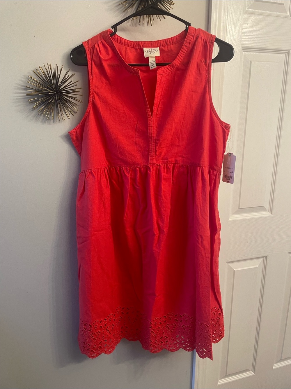 NWT Sleeveless Red St. John’s Bay Eyelet-Hem Women's Dress